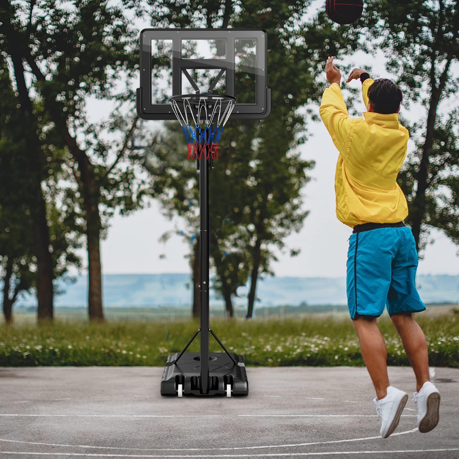 Outdoor  8-10Ft Height Adjustable Basketball Stand System - Giantex