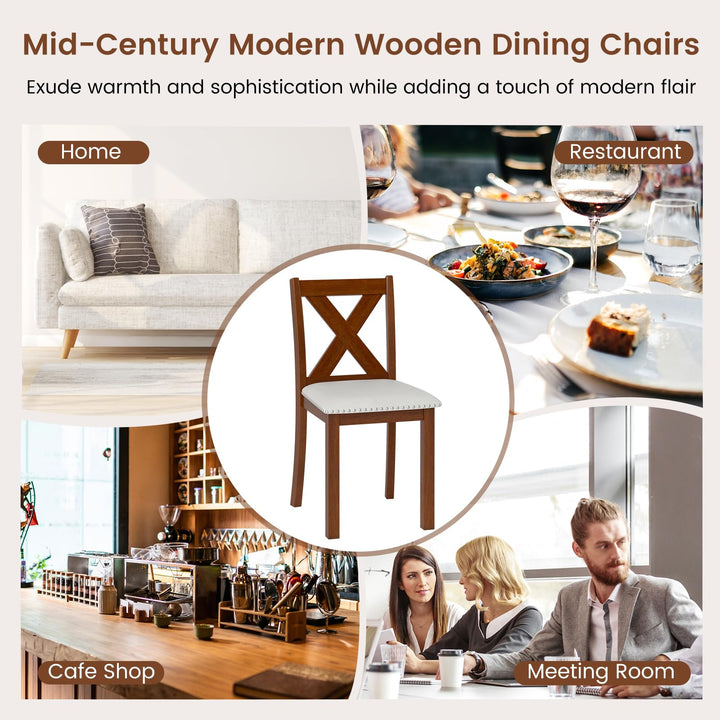 Giantex Wooden Dining Chair Set of 2/4 with Padded Seat and Curved Back