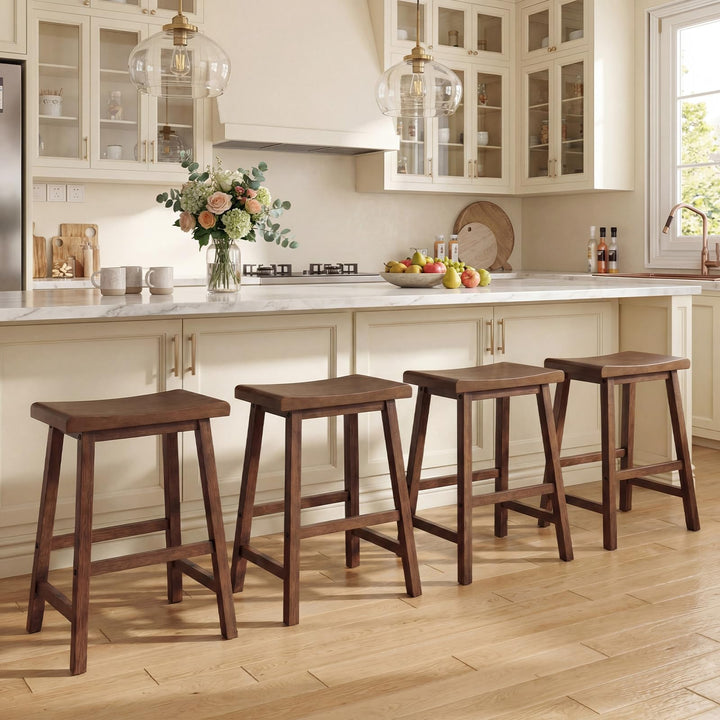 Giantex 24 Inch Counter Height Saddle Bar Stools with Footrest (2/4)