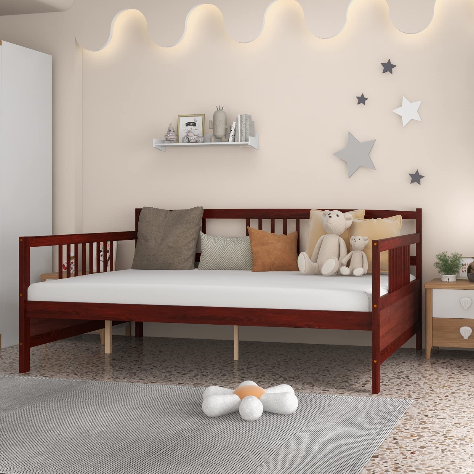 Giantex Full Size Daybed, Wooden Daybed Sofa Bed Frame with Wood Slat Support for Kids Teens (Full)