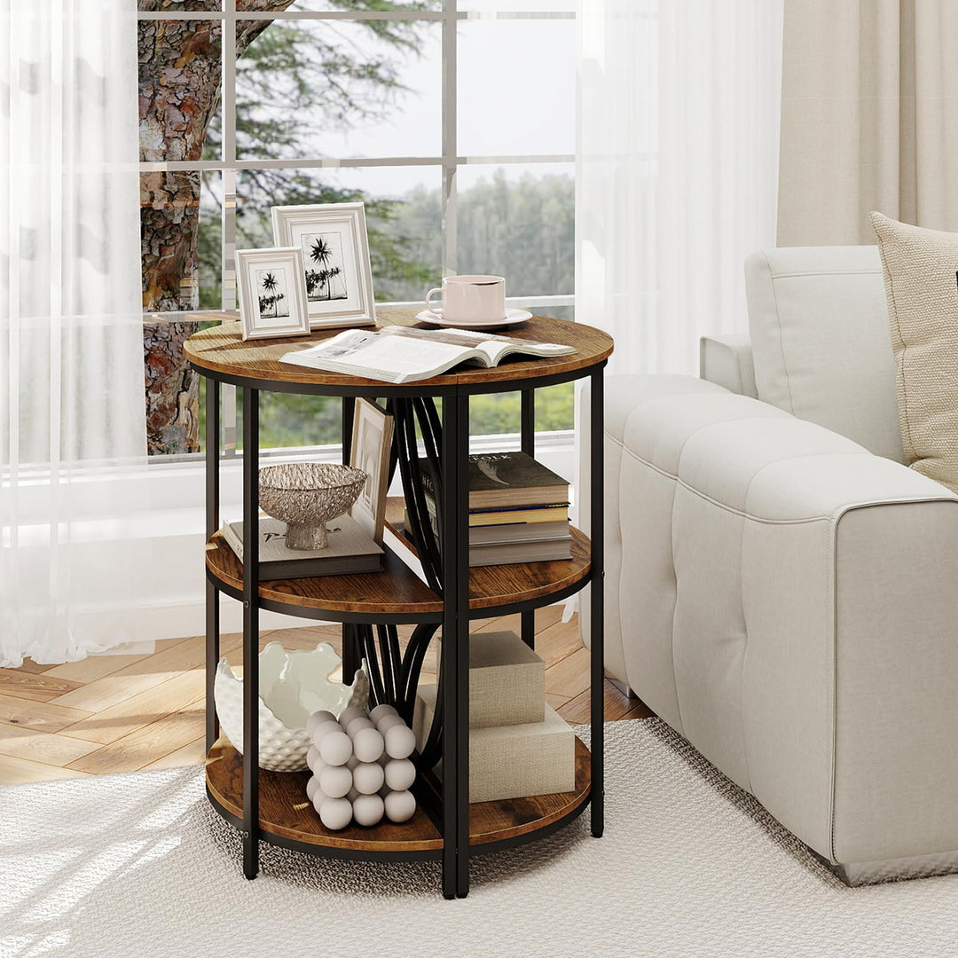Giantex Half Round End Table 3-Tier Narrow Side Table(1/2)