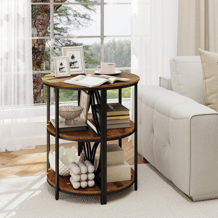 Giantex Half Round End Table 3-Tier Narrow Side Table(1/2)