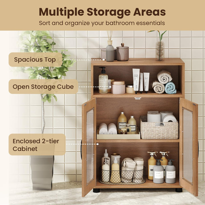 Giantex Bathroom Storage Cabinet with 2 Doors &amp; 3-Level Adjustable Shelf