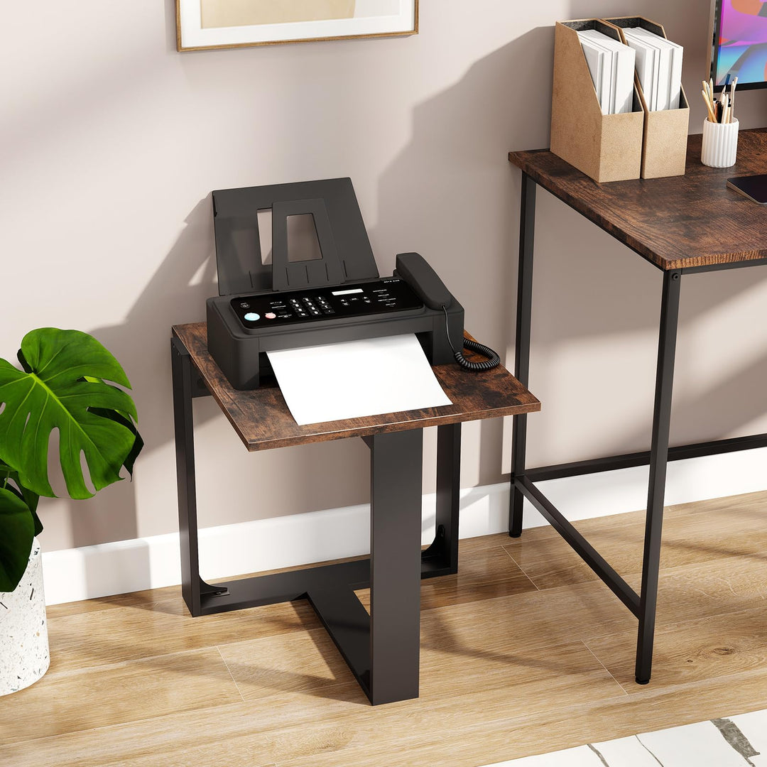 Giantex Rustic Brown Square Industrial Side Table w/T-Shape Metal Frame