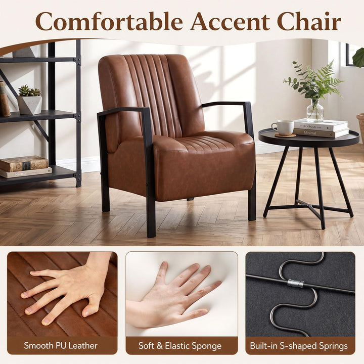 Giantex PU Leather Upholstered Armchair with Padded Seat &amp; Back (1/2)