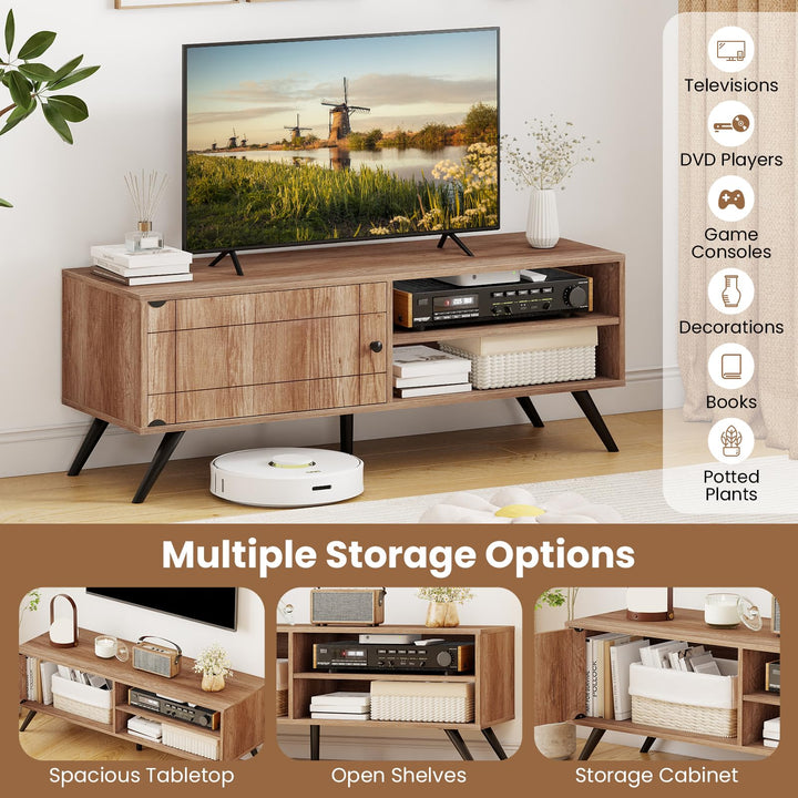 Giantex Mid-Century Modern Entertainment Center with Storage Cabinet