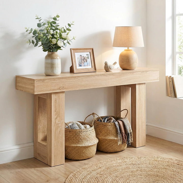 Giantex 63" Farmhouse Wooden Narrow Entryway Console Table