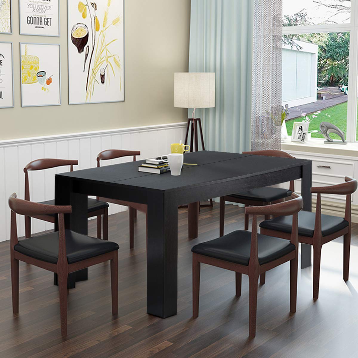 Giantex Dining Table for 6-8, Wood Rectangular Table, 63" L x 31.5" W x 30" H Large Farmhouse Center Table