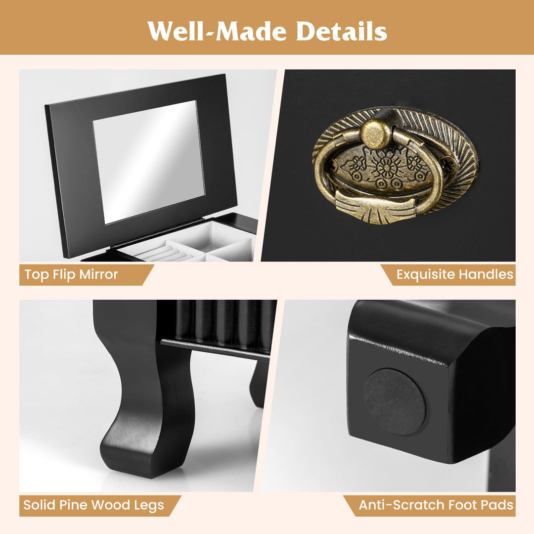 Giantex Standing Jewelry Cabinet with 7 Drawers Flip-Top Mirror 2 Side Doors