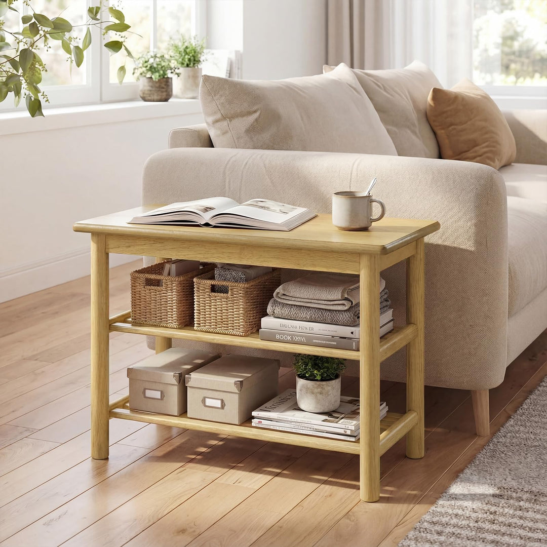 Giantex 3-Tier Entryway Shoe Rack Bench with Slat Shelves (12 x 24 x 17 Inches)