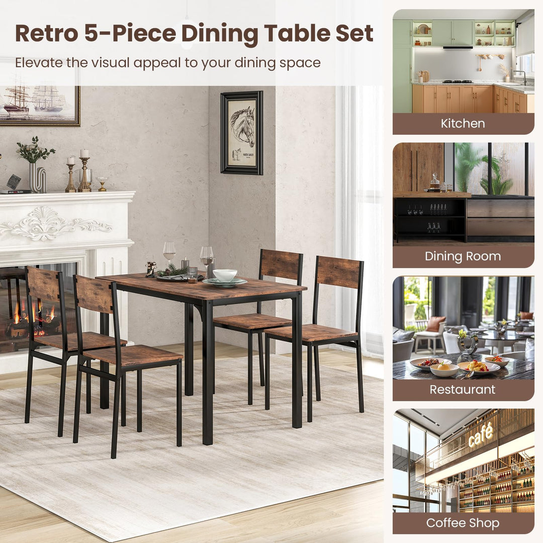 Giantex Dining Table Set for 4, Mid-Century Kitchen Furniture Set w/Kitchen Table, 4 Dining Chairs