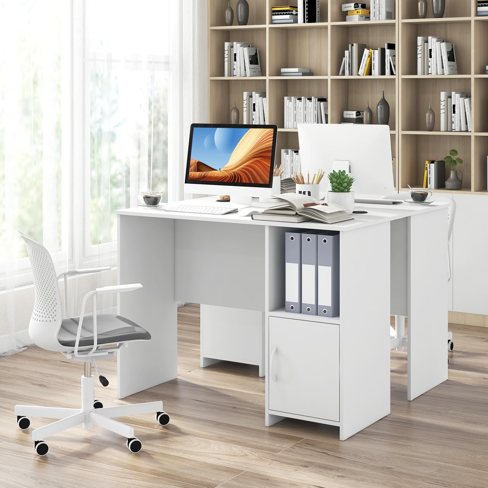 Giantex White Computer Desk with Drawers