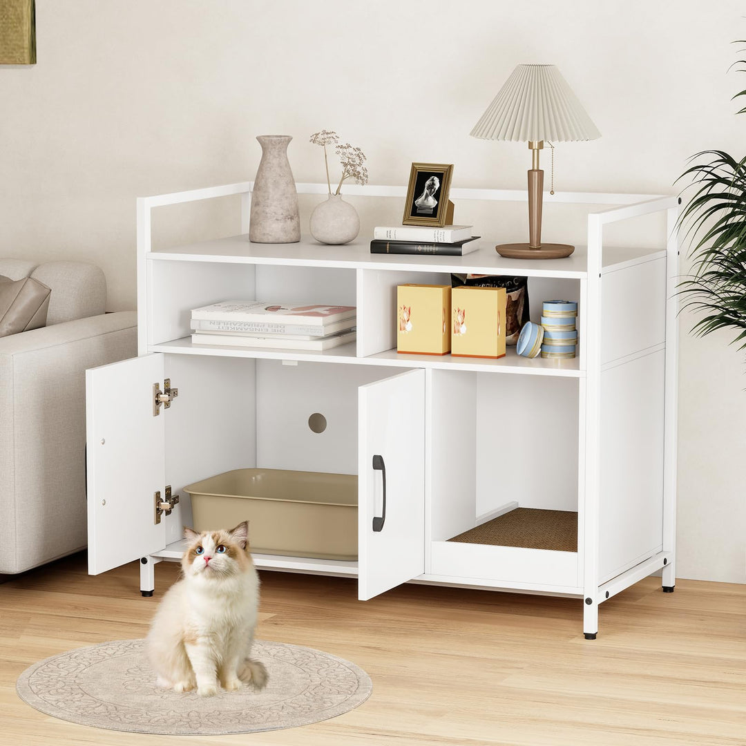 Giantex Cat Litter Box Enclosure - Cat Washroom Hidden Furniture with Front Entry