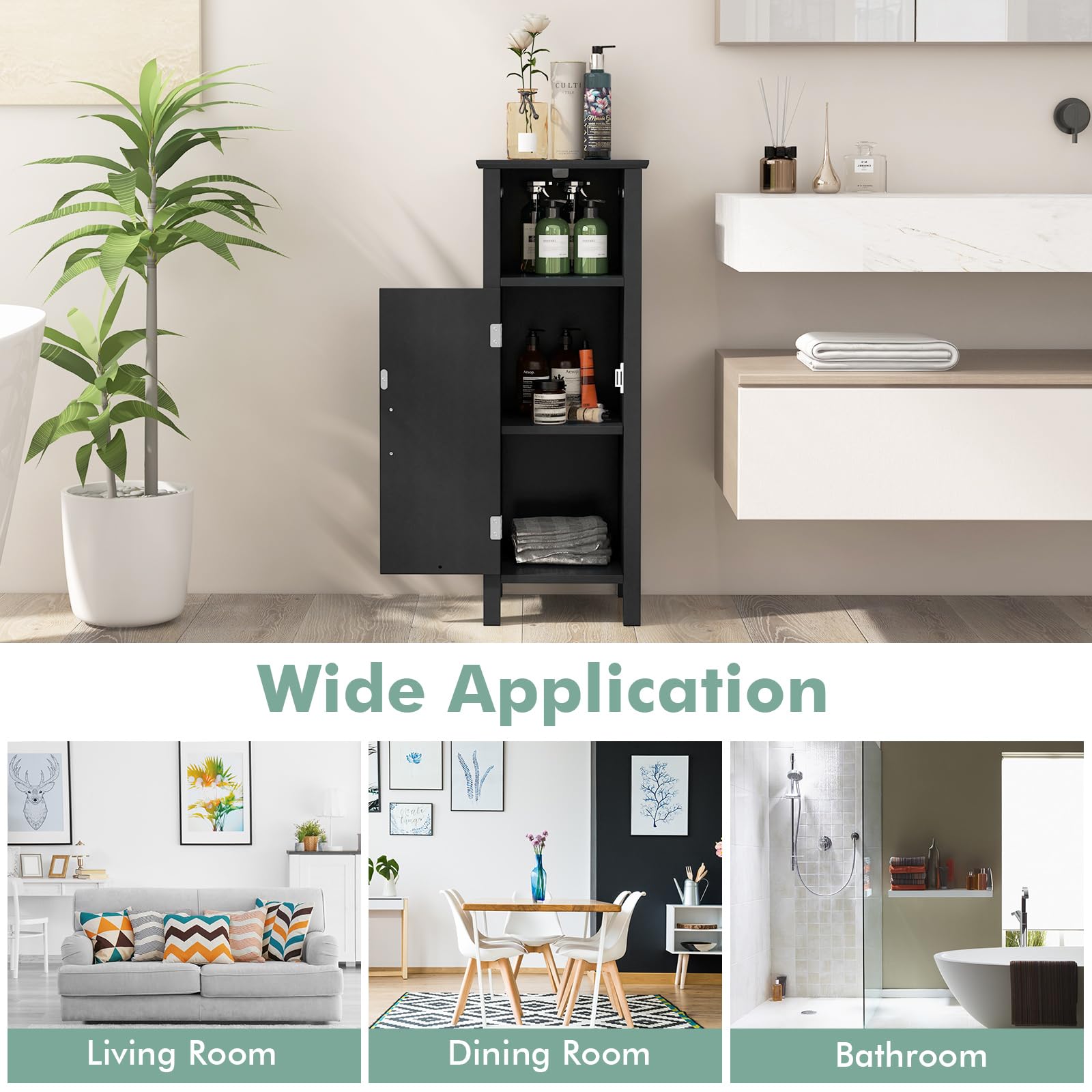 Giantex Narrow Bathroom Storage Cabinet - Corner Unit with Open Compartment, Adjustable Shelf
