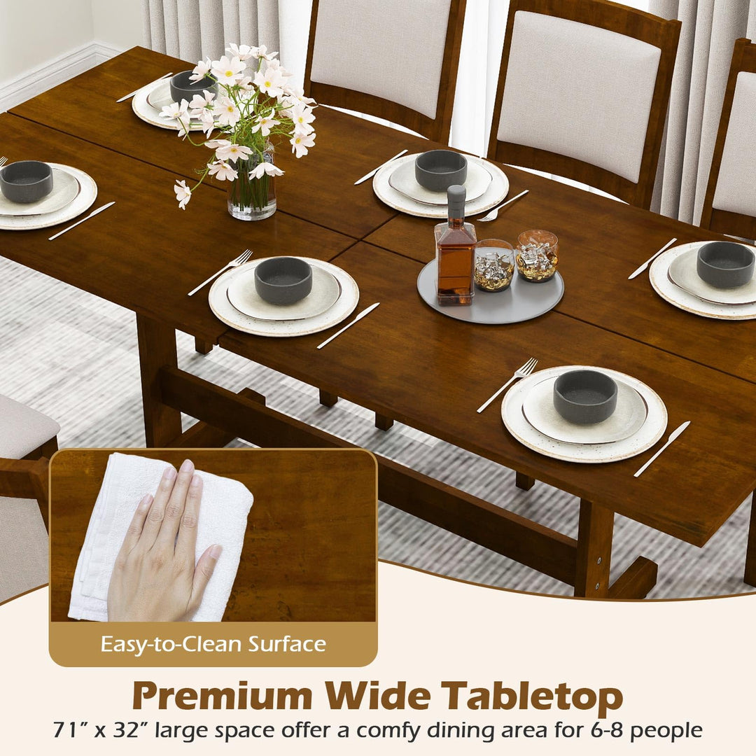 Giantex 71" Dining Table with H-shaped Rubber Wood Leg and Wood Grain Tabletop