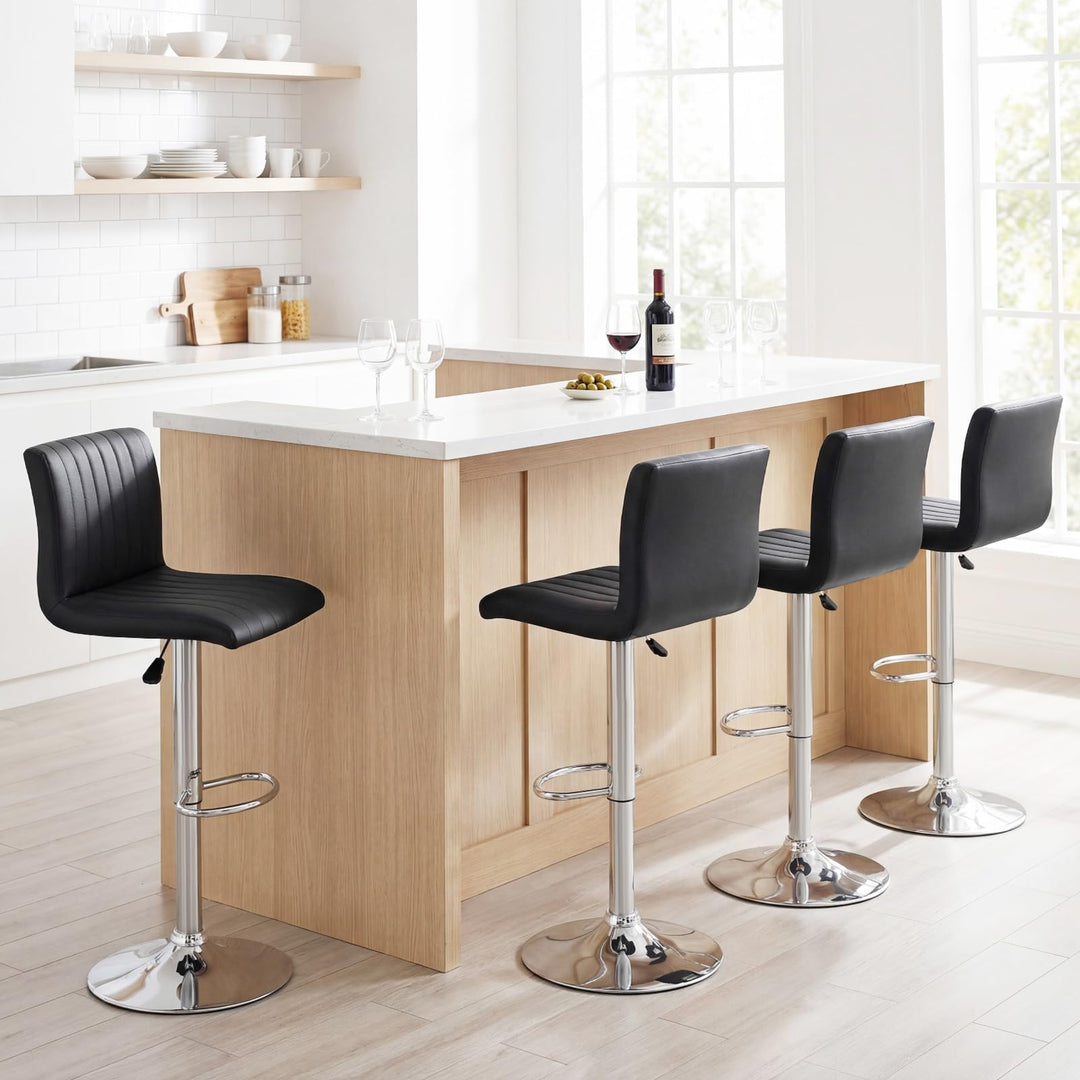 Giantex Modern Faux Leather Counter Height Barstools Set of 2/4 with Back and Footrest