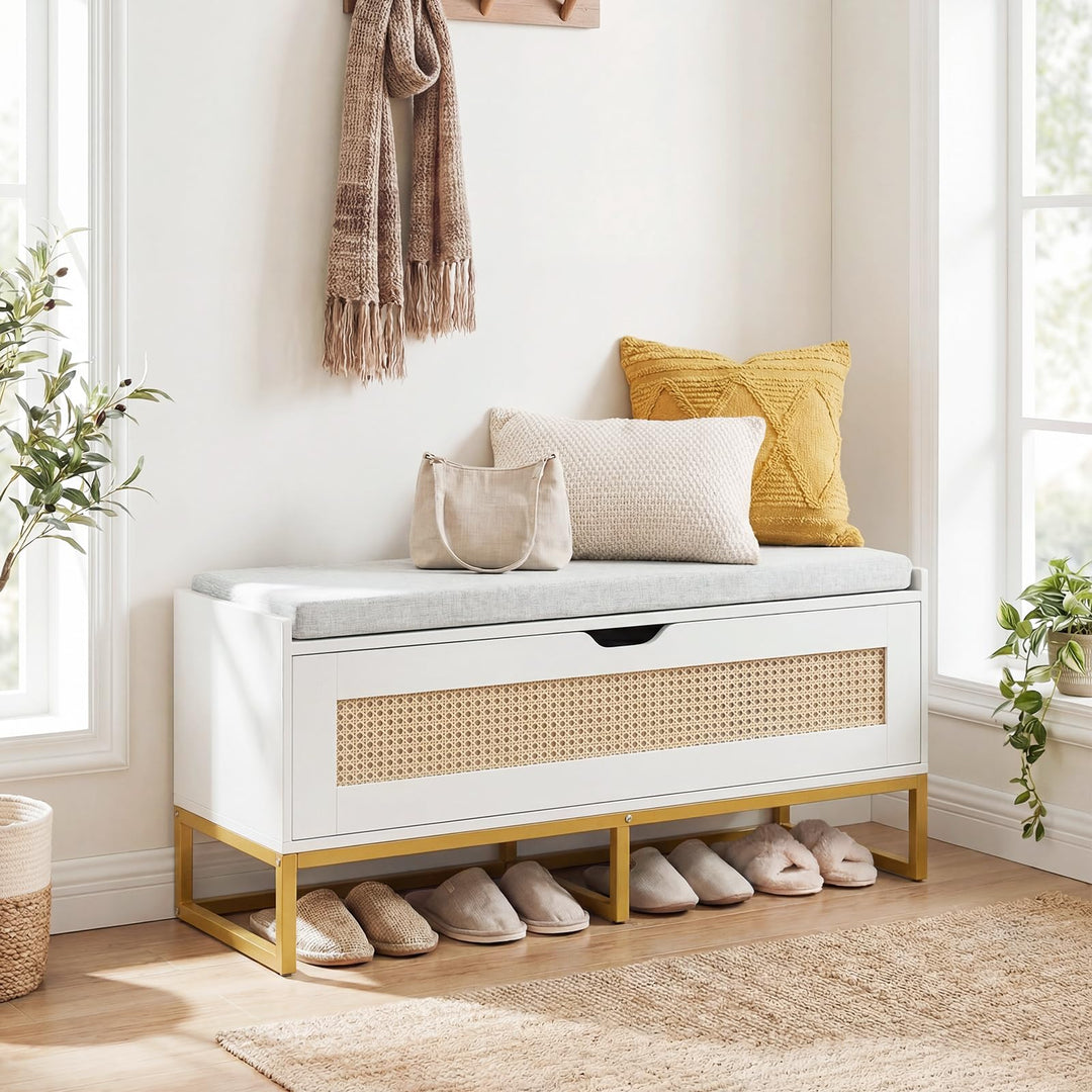 Giantex Flip-Top Entryway Bench with Removable Padded Seat &amp; Hidden Storage