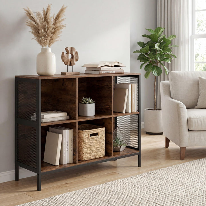 Giantex Industrial Accent 42" Wide Bookcase with 6 Cubes
