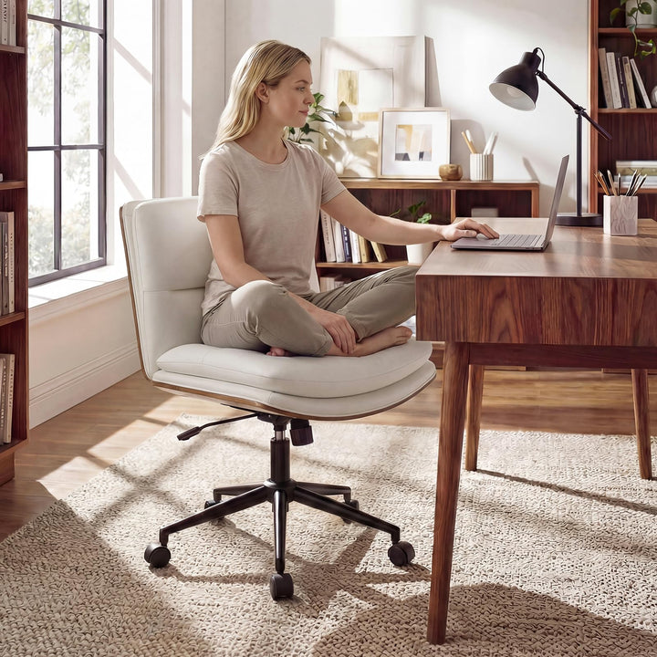 Giantex Armless Office Chair with Wheels for Home Office &amp; Bedroom