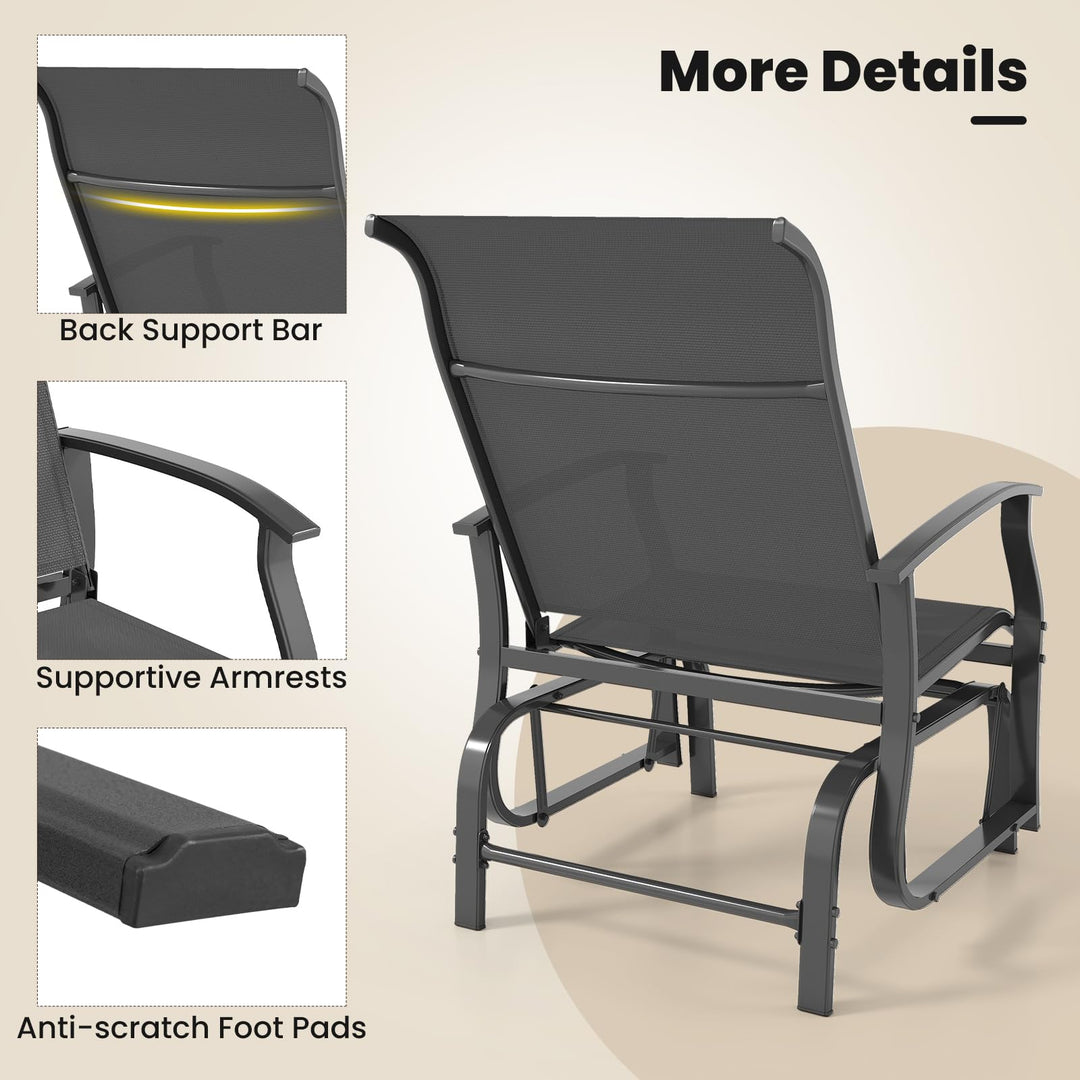 Giantex 2-Pack Outdoor Glider Rocking Chairs with Ergonomic Backrest & Seat