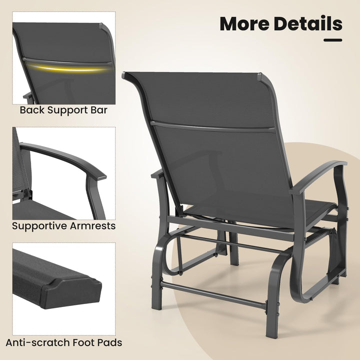 Giantex 2-Pack Outdoor Glider Rocking Chairs with Ergonomic Backrest & Seat