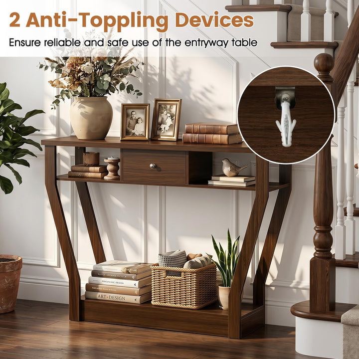 GIANTEX 43" Modern Console Table with Drawer &amp; Storage Shelf