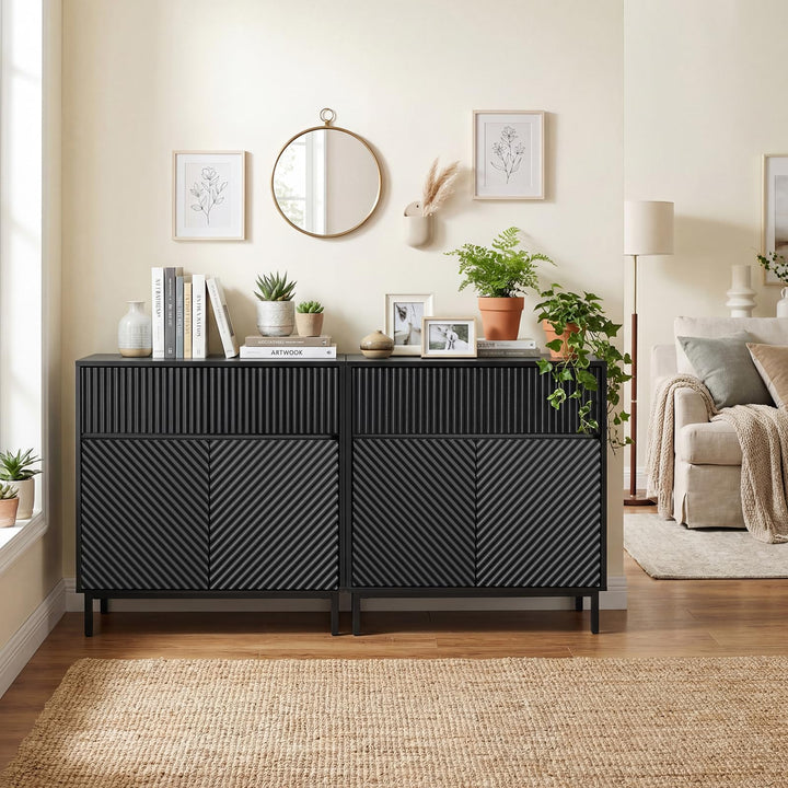Giantex 32" Wide Coffee Bar Console Table with 2 Doors and 1 Drawer (1/2)