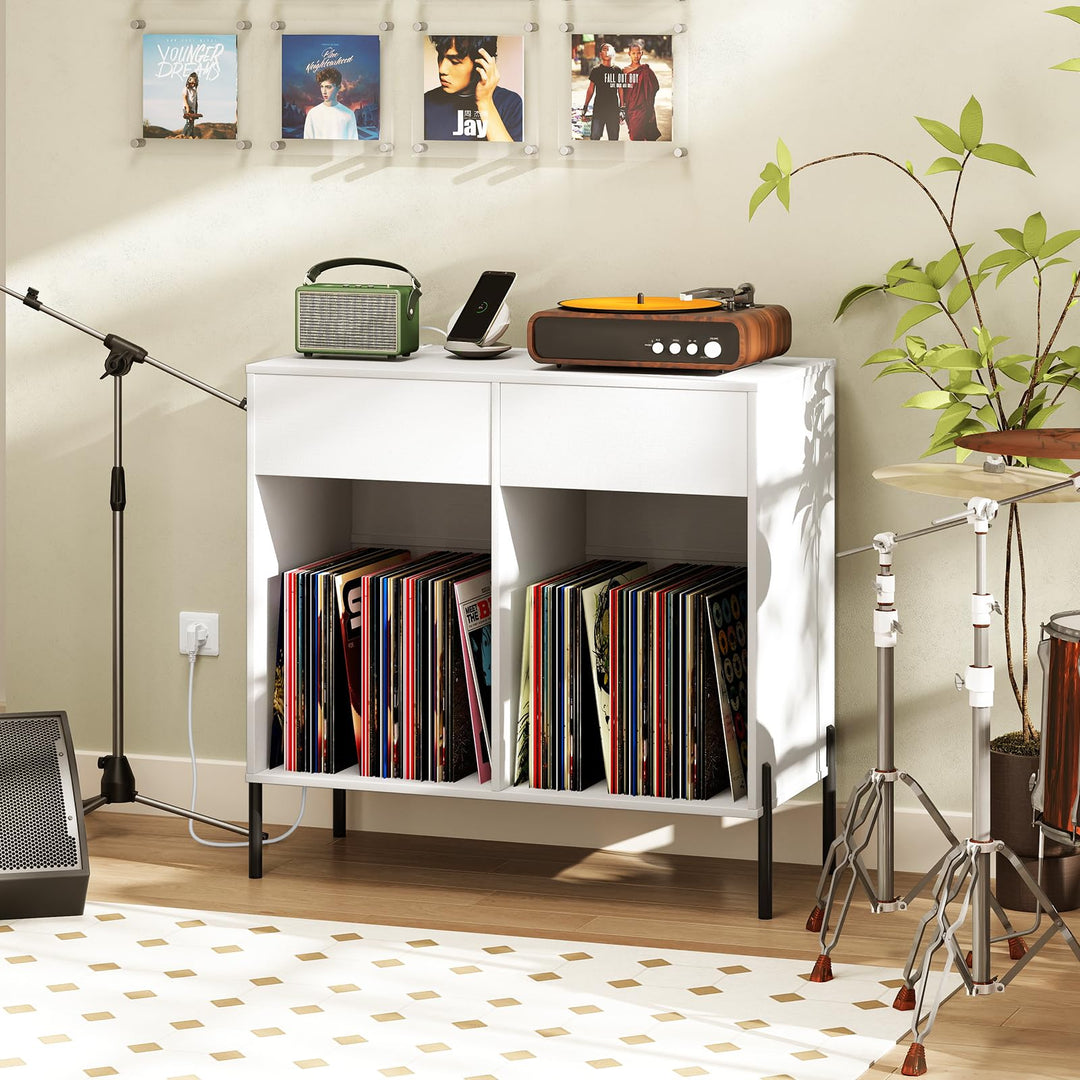 Giantex Large Record Player Stand with Charging Station