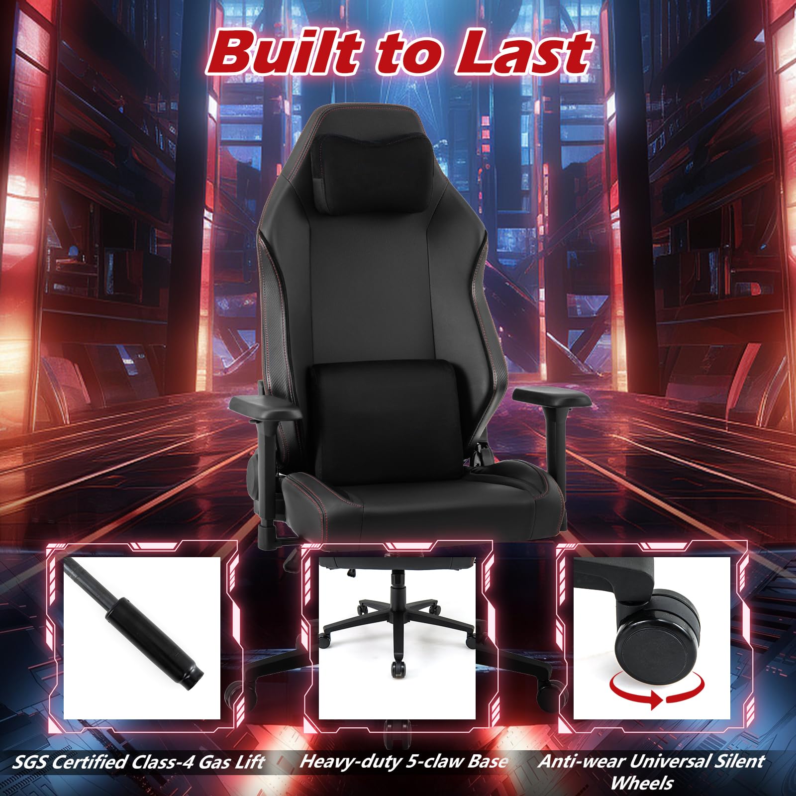 Giantex Gaming Chair Video Game Chair with Magnetic Headrest & Lumbar Support