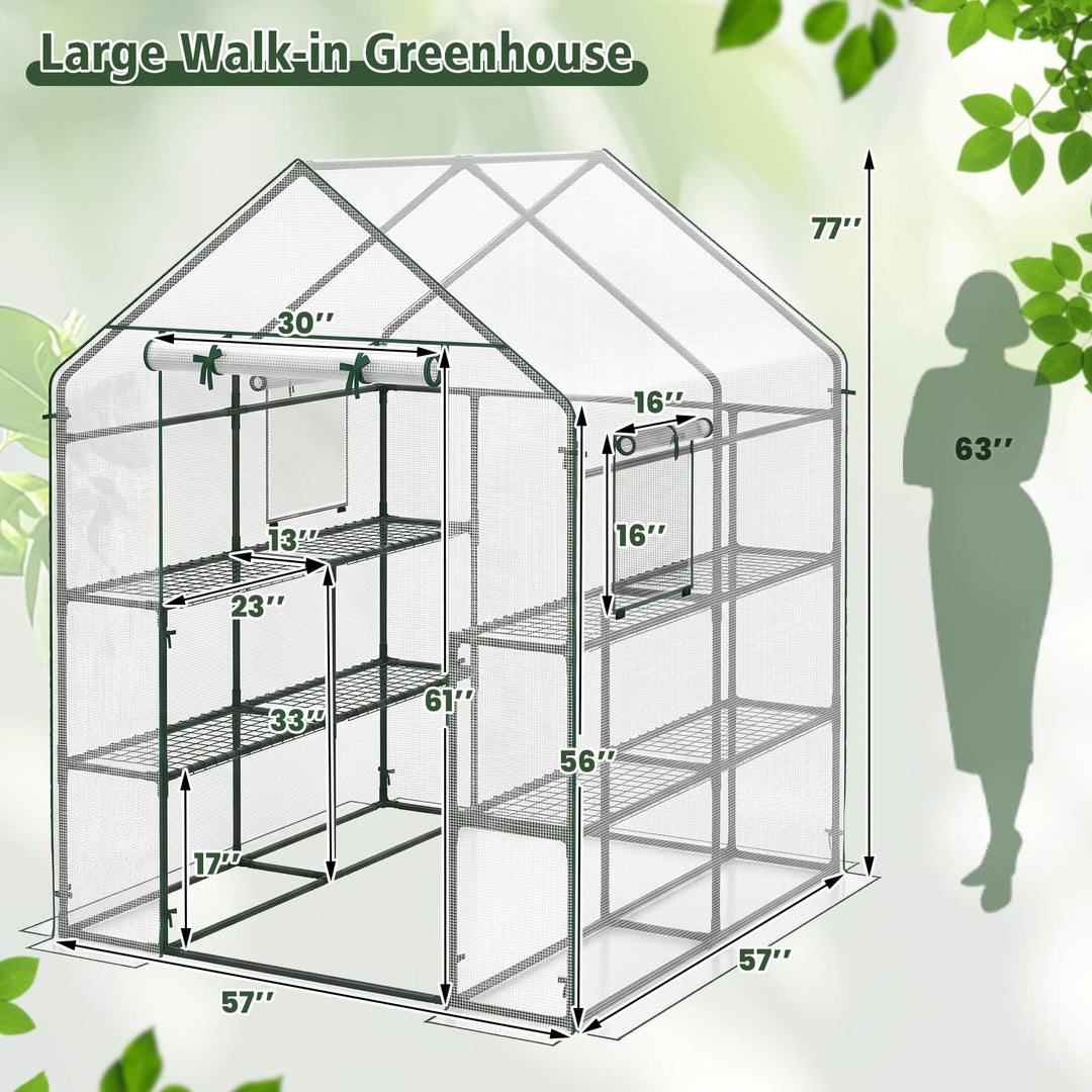 Giantex 57”L x 57”W x 77”H Walk-in Greenhouse for Outdoors