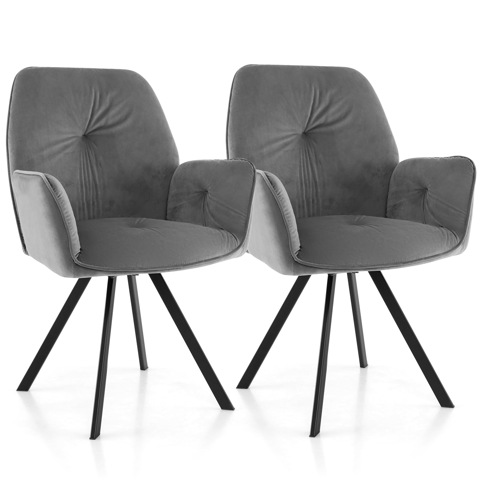 Giantex Upholstered Swivel Velvet Accent Chair Set of 2