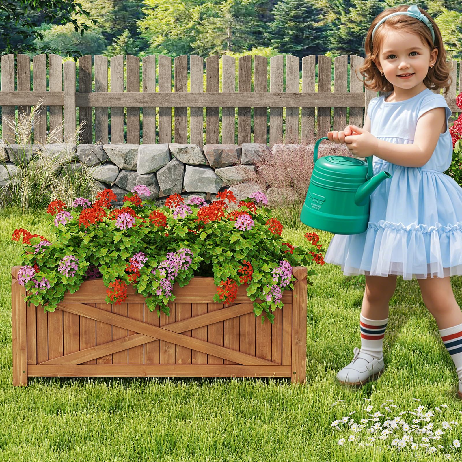 Giantex Rectangular Garden Bed for Vegetables Flower Herb Fruit