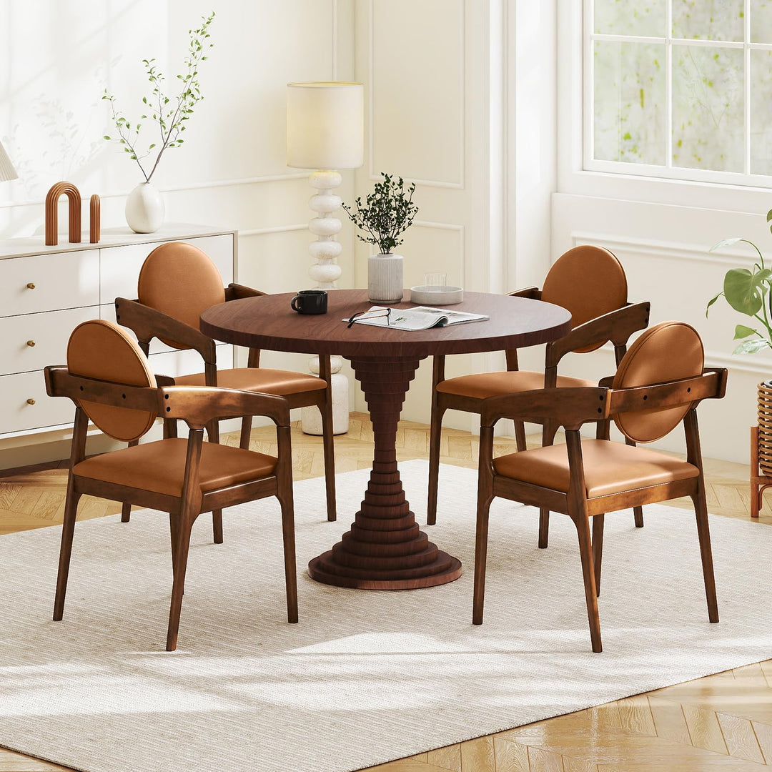 Giantex Set of 2/4 Wooden Dining Chair PU Leather Upholstered Armchairs