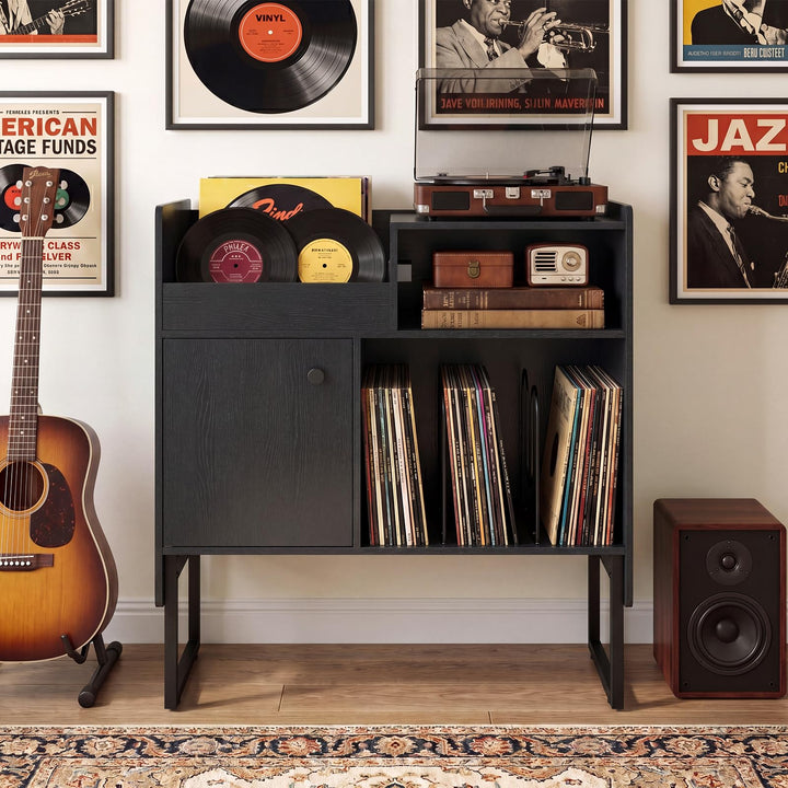 Giantex Record Player Stand with Open Shelf &amp; Cabinet Hold Up to 250 Albums