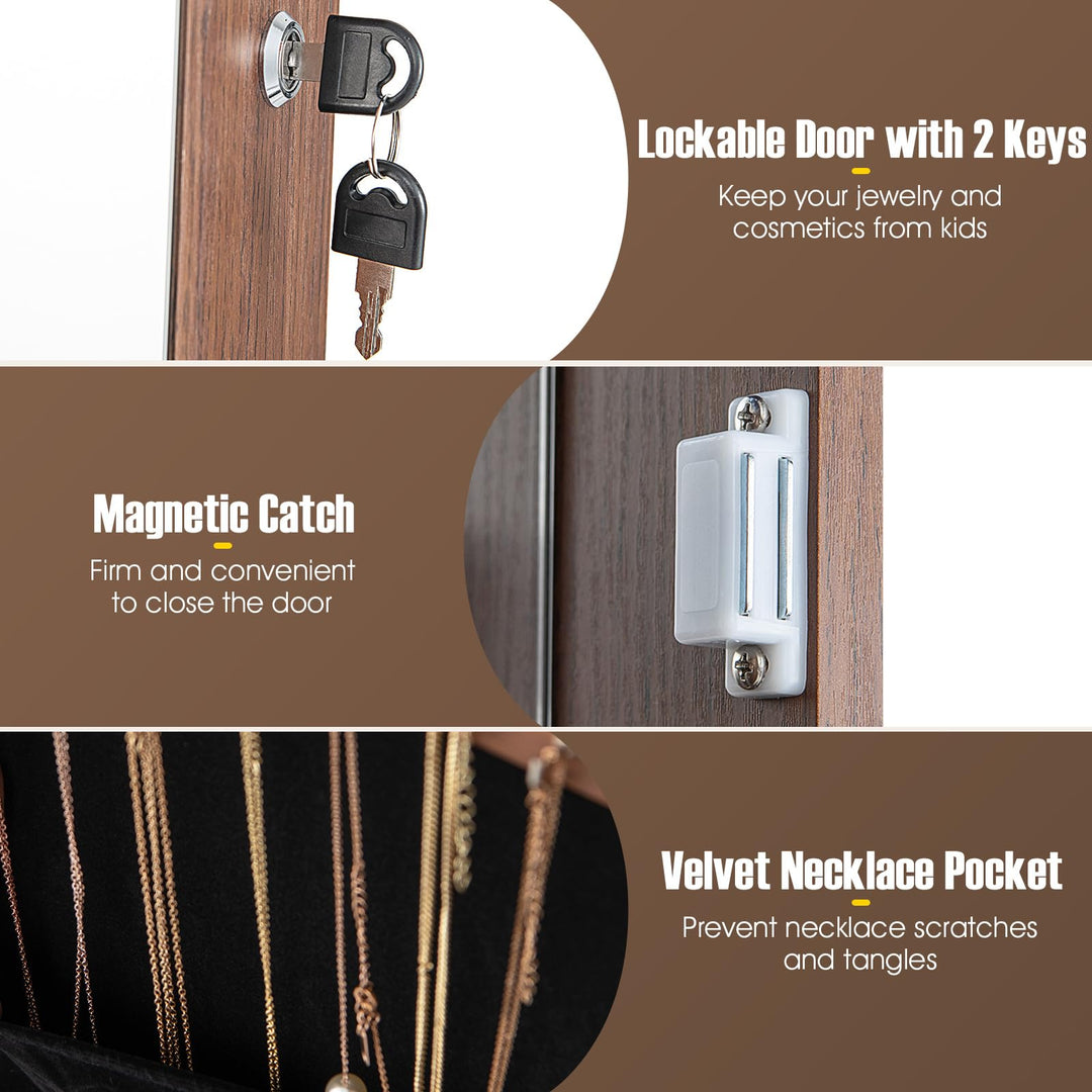 360° Swivel Jewelry Cabinet Armoire with 64.5" H Full Length Mirror - Giantex