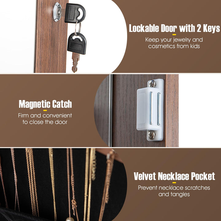 360° Swivel Jewelry Cabinet Armoire with 64.5" H Full Length Mirror - Giantex