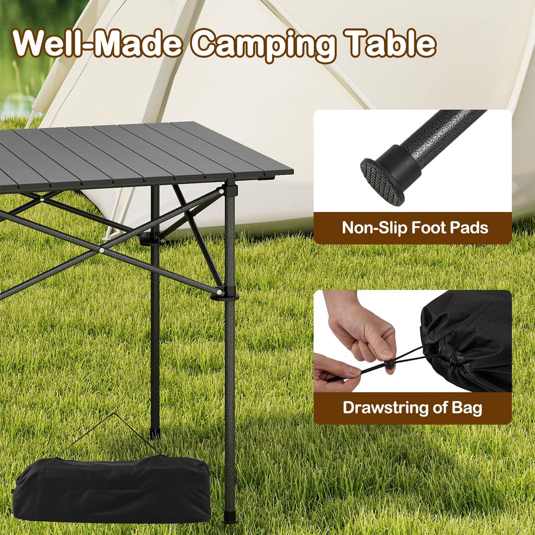 Giantex Folding Roll-up Camping Table Portable Square Table with Carry Bag for Picnic