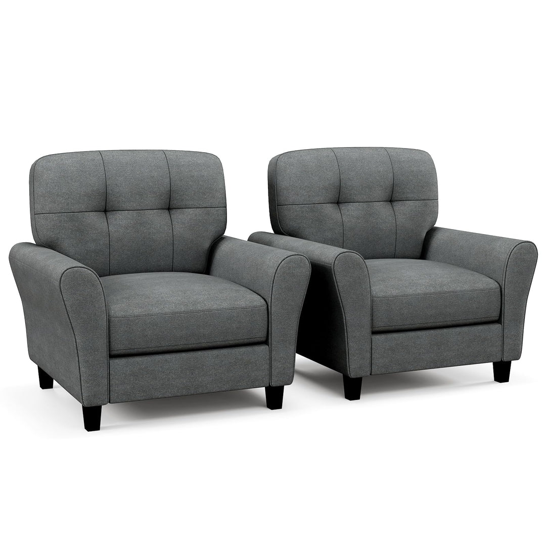 Giantex Modern Mid-Century Accent Chair - Linen Living Room Chair with Tufted Back, Grey