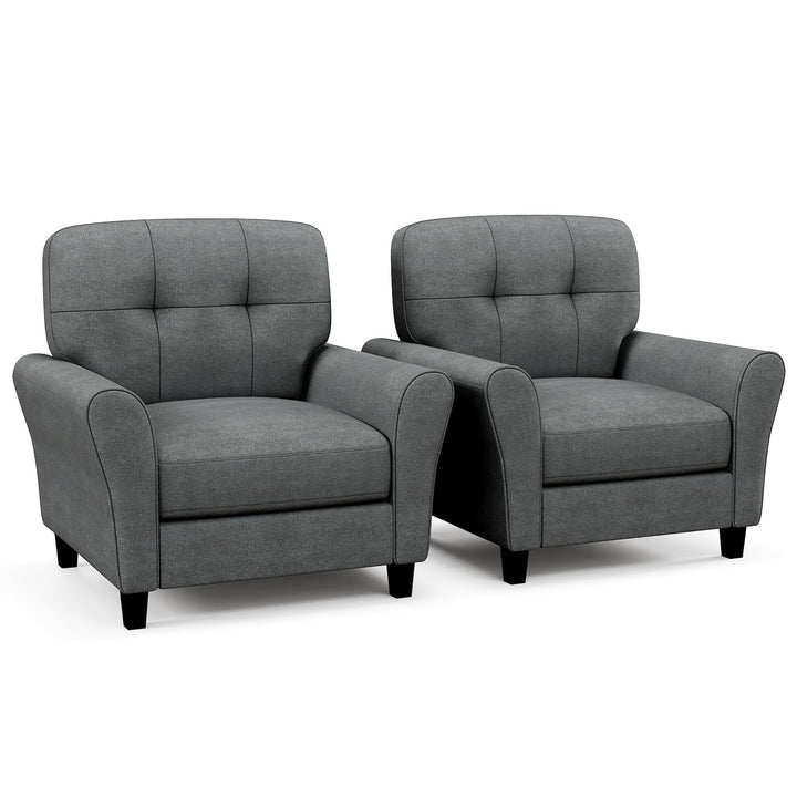 Giantex Modern Mid-Century Accent Chair - Linen Living Room Chair with Tufted Back, Grey