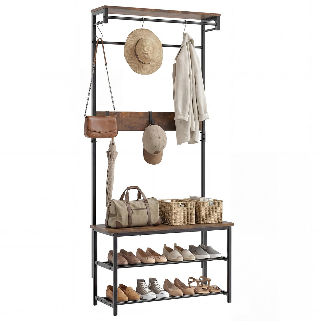 Giantex 4 in 1 Hall Tree with Bench and Shoe Storage