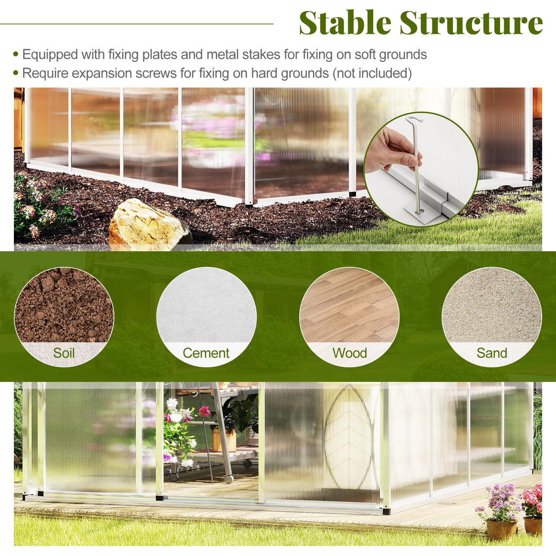 Giantex Outdoor Large Walk-in Green House w/ Rain Gutter