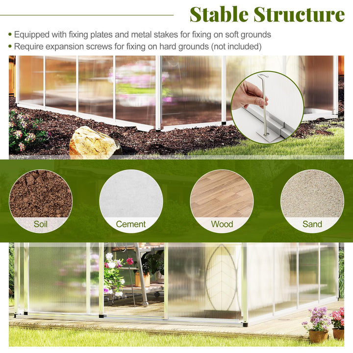 Giantex Outdoor Large Walk-in Green House w/ Rain Gutter