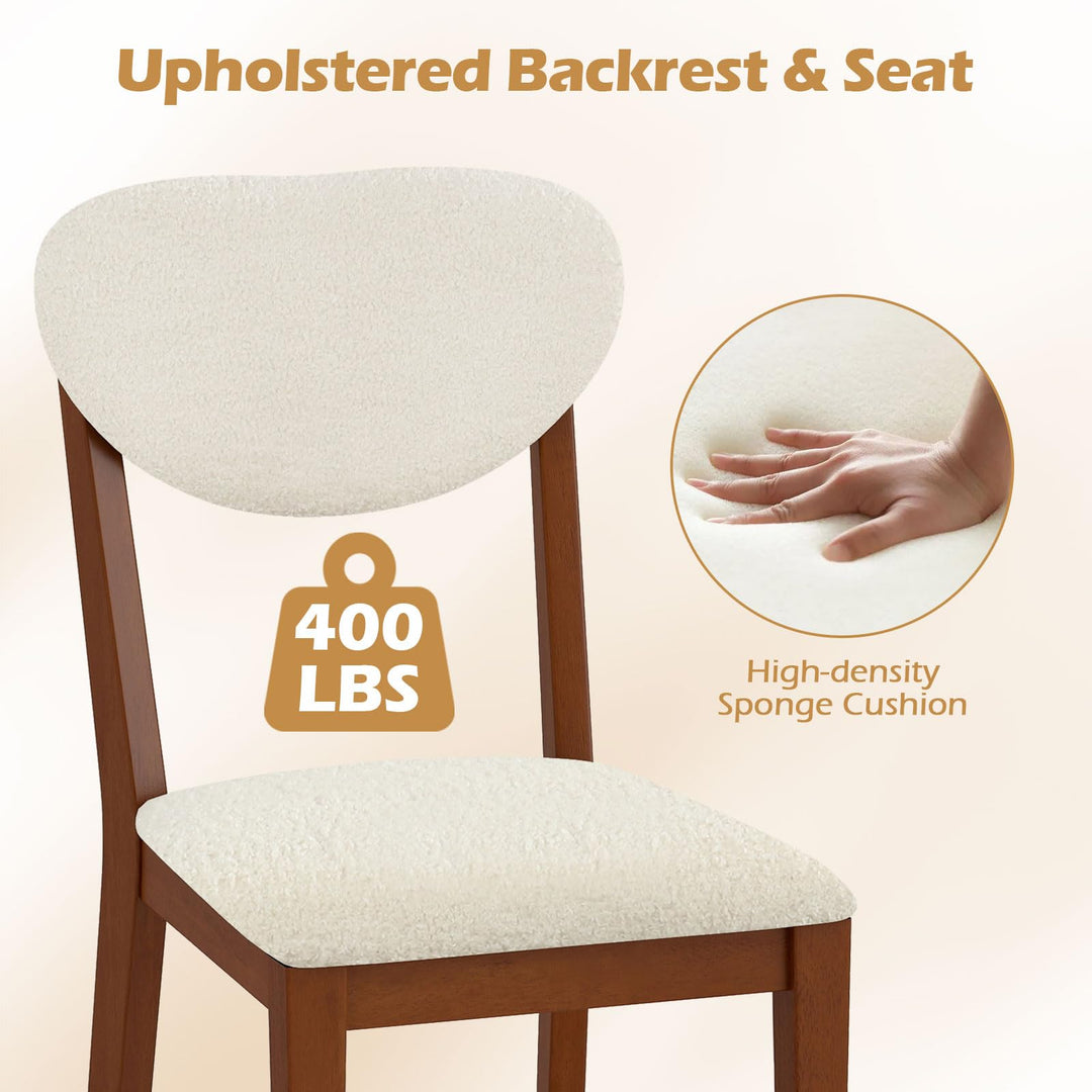 Giantex Sherpa Dining Chairs Set of 4 Modern Kitchen Chair w/Rubber Wood Legs