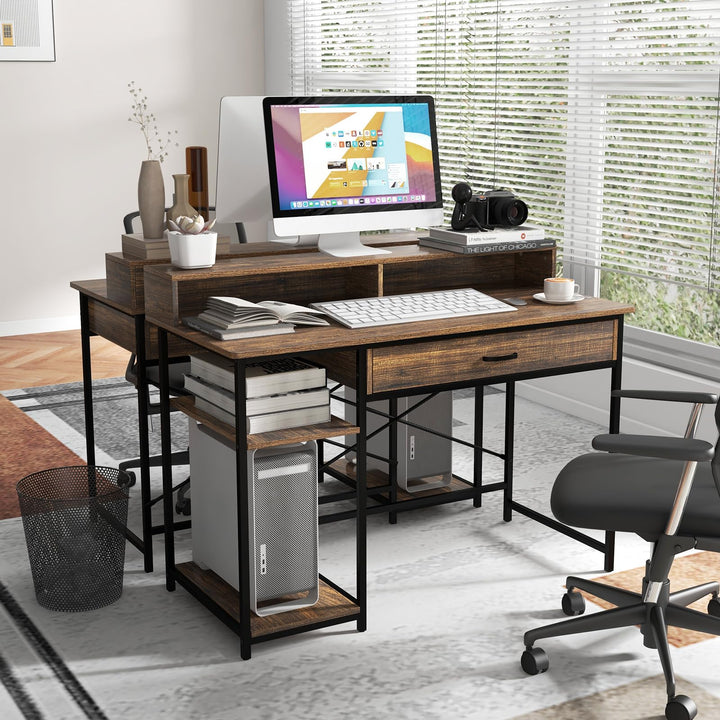 Giantex Computer Desk with Monitor Shelf