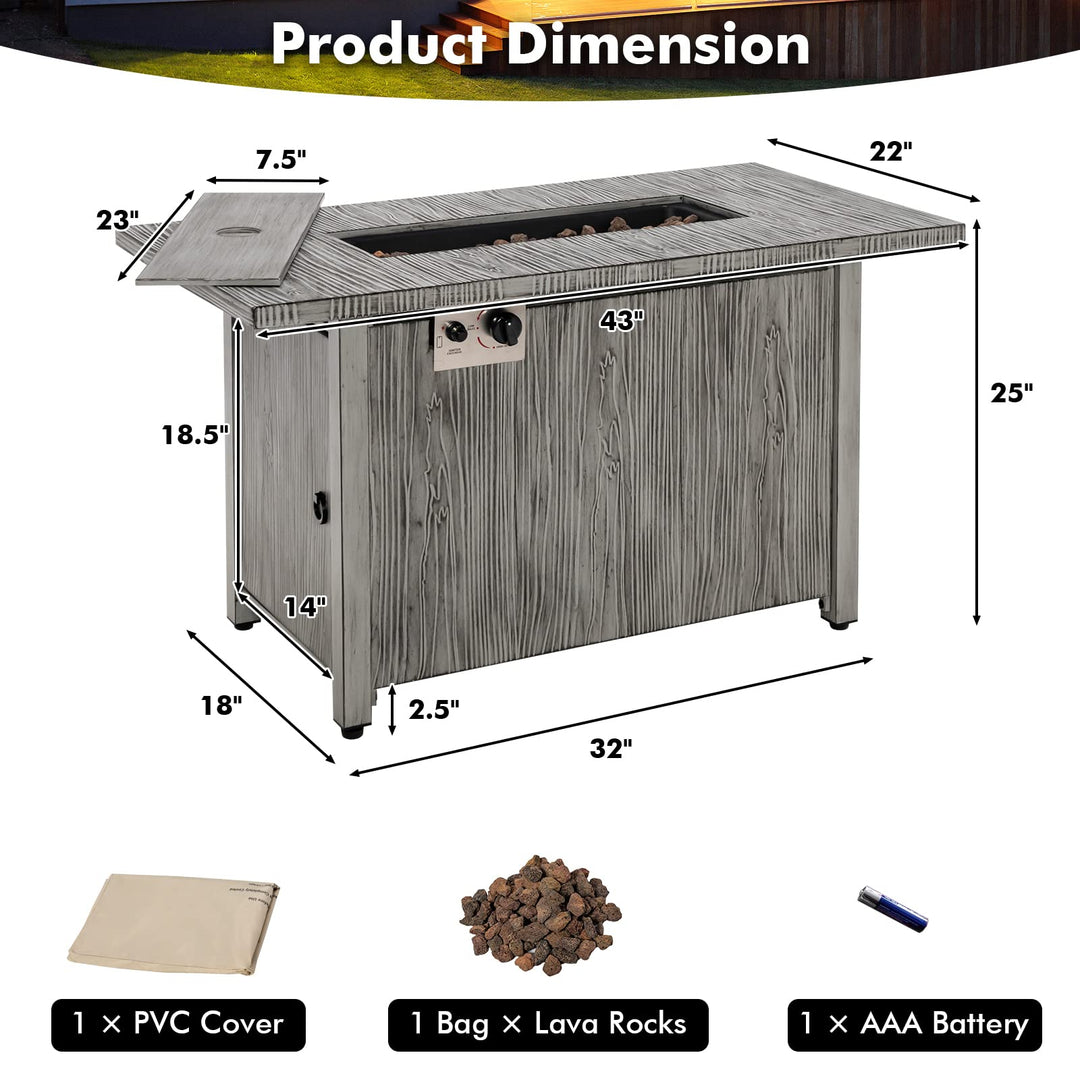 Giantex Outdoor Fire Pit Table - 43 Inch Propane Fire Pit