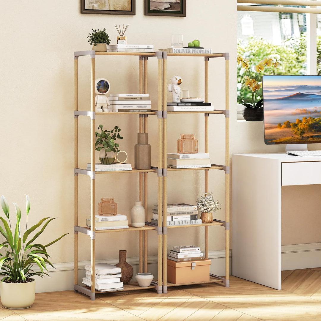 Giantex 5-Tier Bookshelf | Pine Wood Bookcase with Freestanding Storage Organizer