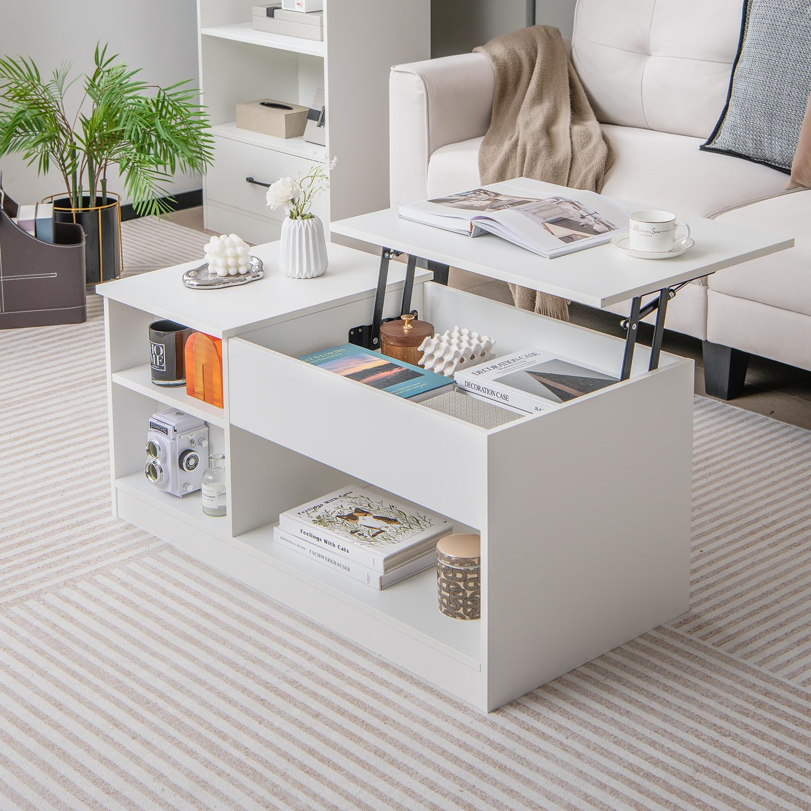 Giantex Lift-Top Coffee Table, Modern Center Table w/Lift Tabletop, Open & Hideaway Compartments