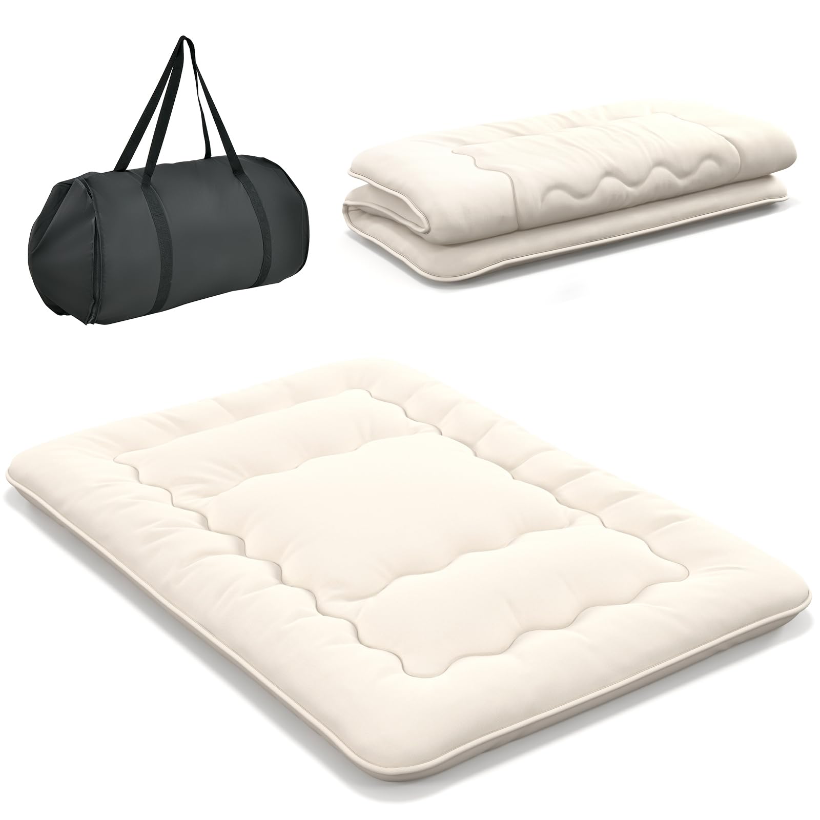 Giantex Japanese Floor Mattress Futon Mattress, Roll Up Mattress Tatami Mat with Washable Cover and Carry Bag