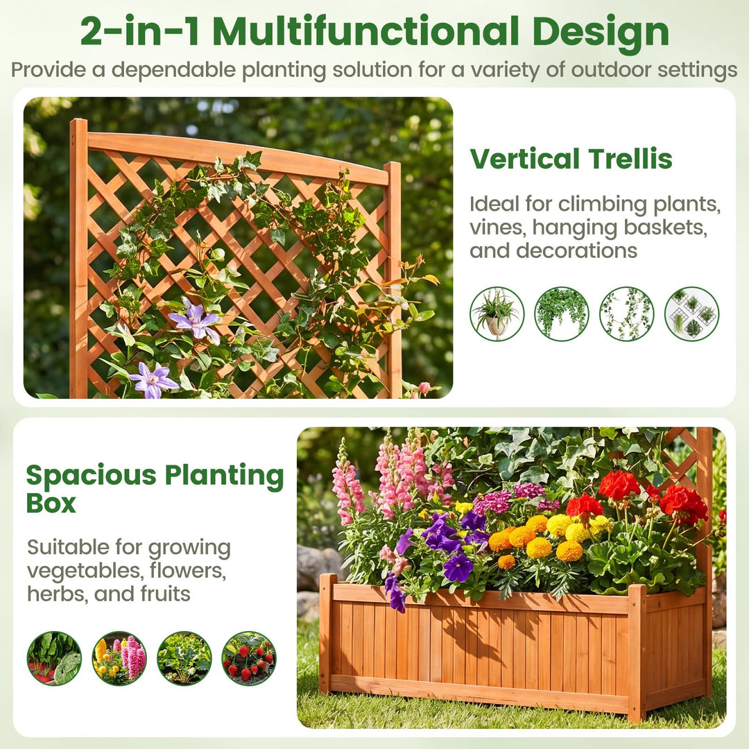 Giantex 71" Wooden Raised Garden Bed with Trellis (1/2)
