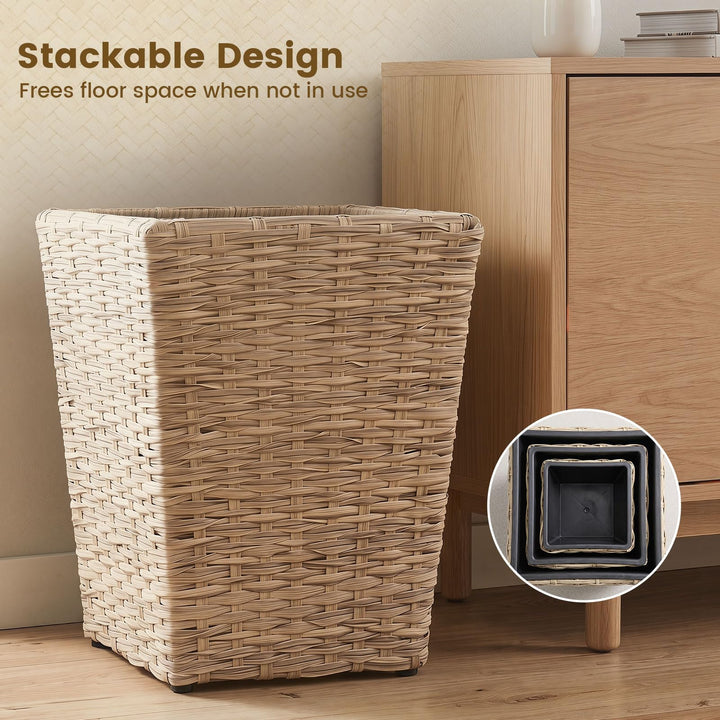 Giantex 3-Piece Rattan Planter Box Kit with Removable Plastic Liners